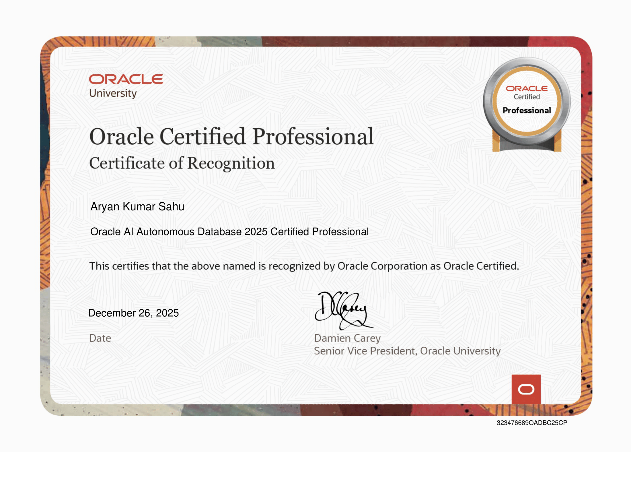 Oracle Certificate
